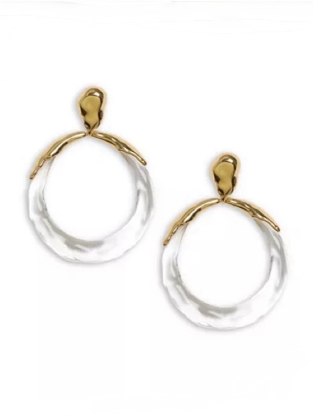 NEW Alexis Bittar Molten Large Drop Hoop Earrings Lucite Gold Clear JN28 AU
